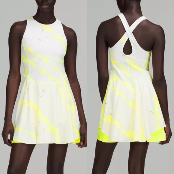 lululemon athletica Dresses & Skirts - ❤️ SOLD Lululemon Court Crush Dress - Cross Court Wash Electric Lemon Size 8